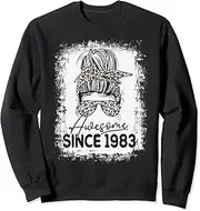 [X.Style] Awesome Since 1983 40 Years Old Leopard 40th Birthday Women Sweatshirt ds821 Sweater (2XL) Black