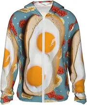 [JHLMN] UPF 50+ Sun Protection Hoodie Jacket Full Zip Long Sleeve Sun Shirt Hot Dog Egg Pattern Fishing Shirt