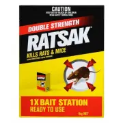 RATSAK Double Strength Bait Station 1kg mouse mice rodent trap pellets yates