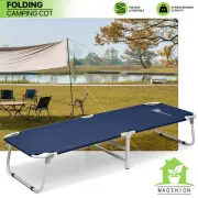 Navy Blue Folding Camping Cot Hiking Recliner Portable Military Bed w/Dust Cover