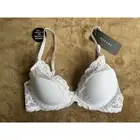 NWT Natori Feathers Underwire Plunge Bra in White Women’s Size 34B