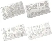 Baluue 4 Pcs Nail Stamping Plates Nail Art Stamps Stencils Easy to Use Templates for Beginners Professionals for Creative Manicures