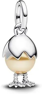 [PANDORA] Moments 793748C01 Easter Egg Charm Pendant Sterling Silver with Artificial Crystal Bead Compatible Me and Moments Bracelets, 9x13,5x9,3 mm, Sterling Silver, No Gemstone