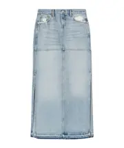 RE/DONE Side-Slit Distressed Denim Maxi Skirt 23,24,25,26,27,28,30,31 Blue
