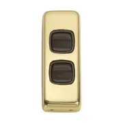 5801 Switch Flat Plate Rocker 2 Gang Brown Polished Brass H82xW30mm