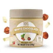 ChocZero Keto White Chocolate Hazelnut Spread, No Sugar, Low Carb, 12 Oz Jar