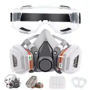 Respirator Mask Reusable Half Face Cover Gas Mask with Safety Glasses Paint Face