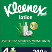 Kleenex Lotion Facial Tissues with Coconut Oil, 4 Cube Boxes, 60 Tissues Per Box