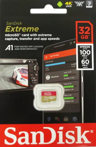 SanDisk 32GB 32G microSDHC【100MB/s Extreme】Extreme microSD micro SD SDHC UHS UHS-I 4K U3 Class 3 C10 Class 10 V30 手機記憶卡