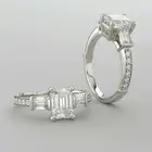 2.45ct Emerald Cut Simulated Diamond Engagement Ring 14K White Gold Plated