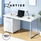 Artiss Computer Desk Drawer Cabinet Home Office Study Table White 140CM