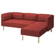LILLEHEM 3-seat modular sofa w chaise longue, Gunnared/brown-red wood