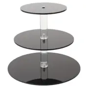 Food Server Dessert Tower 3 Tier Cake Stand Fruit Bowl Lid Metal