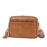 Women Shoulder Bag Retro Tassel Crossbody Handbag,Brown
