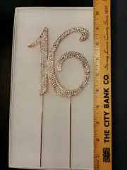 cake topper sweet 16 Gold Color With Shining Bedazzled numbers 9 1/2”