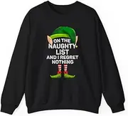 [VidiAmazing] On The Naughty List and I Regret Nothing Funny Elf Christmas ds003 T-Shirt