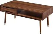 Teamson Home Dawson Modern Coffee Table with Storage, Walnut