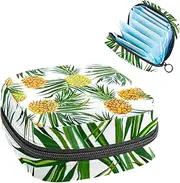 Period Bag,Sanitary Napkin Storage Bag,Fruit Tropical Leaves Pineapple,Tampon Holder for Purse