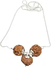 [Ganesha Arts] Rudraksha Combination for Hanuman Power 4,5,11 Mukhi Nepal In Silver Pendant Attached In Pure Silver Chain (Small), 0, Wood, No Gemstone