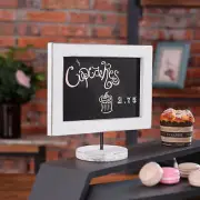 Vertical/Horizontal 12 Inch Tabletop Wood Framed Chalkboard Sign, Vintage White