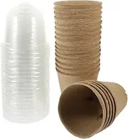 Toddmomy 25Pcs Paper Plant Pots with Dome Lids Lidded Nursery Planter Drainage for Easy Watering Stackable Starter Pots for Outdoor Gardening Durable and Reusable Seedling Cups