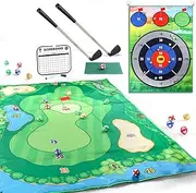 2-in-1 Golf Chipping Game Mat and Golf Darts Chipping Game, Golf Game Set for Adults Kids, Sticky Practice Golf Games Set for Indoor Outdoor
