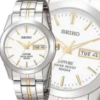 在飛比找momo購物網優惠-【SEIKO 精工】CS 經典紳士大三針半金腕錶37㎜-加三