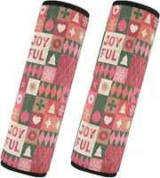 Car Seat Belt Covers Set of 2 Soft Unique Car Safety Seat Belt Strap Shoulder Pad Backpack Shoulder Strap Pad Cover Car Accessories for Adults Child Kids M Christmas Icons Elements Geometric Pattern