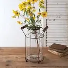 Rustic Country Farmhouse Home Decor Milk Can Flower Frog Vase