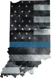 5" IN Indiana State Thin Blue Line Tattered American Flag Police Sticker Law