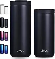 Vivva Insulated Coffee Mug for Hot and Cold Drink, Stainless Steel Vacuum Insulated Tumbler, Double-Wall Vacuum Coffee Cup, Leak Proof Bottle for Daily Life, Travel, Office (Black - 510ml)