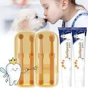 Nanoflex Pet Toothbrush, Zentric Dog Toothbrush, Flexibrush Pet Toothbrush, Silicone Dog Toothbrush, Flexibrush Pet Toothbrush with Tongue Scraper, Dog Toothbrush And Toothpaste (2 Set,Vanilla Flavored)