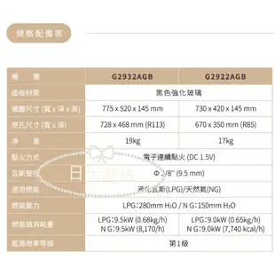 【櫻花瓦斯爐】G2922 櫻花 雙炫火 檯面爐 瓦斯爐 二口 2922 2932 一級節能 聊聊享優惠