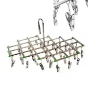 Windproof Clothes Hanger Socks Drying Rack Stainless Steel Clips