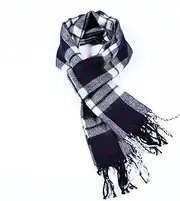 [A.WAVE] Softer than Cashmere Wool Touch Tassel Ends Plaid Check Solid Scarf