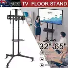 32 To 65" Black Led Plasma Lcd TV Stand Mount Bracket Mobile Trolley With Wheels