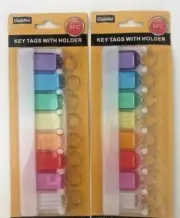 2 X 8pc Multicolor Key Tags With Holder-I.D Tags-Lable Window