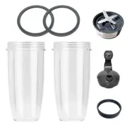 Blender Cups 32oz Replacement Blade with Flip-Top To-Go-Lid Compatible With N...