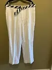 Lauren Ralph Lauren White Lined 100% Linen Pants Wide Leg Size 18W Pockets Belt