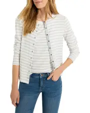 Nzt By Nic+Zoe Snap Front Striped Cardigan