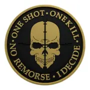 One Shot One Kill No Remorse Sniper Tactical Patch [3D-PVC Rubber- 3.0 inch-SH1]