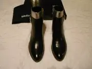 Sebastian Buckle Accent Metallic Silver/Black Leather Ankle Boots