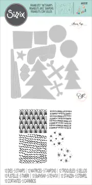 Sizzix Groovy Christmas Framelits Die Set with Stamps