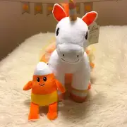 Build a Bear Halloween Candy Corn Unicorn & Buddy w/Sparkle Jack O Lantern Dress