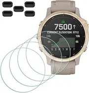 Screen Protector for Garmin fenix 6S/ 6S Pro/ 6S Sapphire GPS Smartwatch [4 Pcs] + Anti-dust Plugs 5Pcs, MTHGH Tempered Glass 9H Hardness Anti-Scratch Film Ultra-Thin Protective Cover