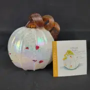 2021 White Fall Pumpkin Art Glass Eye Studio Limited Edition 30/100 Piper ONeill
