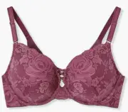 Torrid Mauve purple lace 360° Back smoothing XO Push-up plunge bra NWT