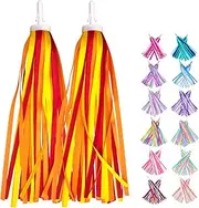[Mlurcu] Bike Streamers Bike Tassels for Kids 1 Pair, Kids Bike Accessories Scooter Bicycle Tricycle Handlebar Streamers Handle Bar Grips Accessories for Boys and Girls (Orange)