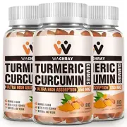 Turmeric Curcumin Gummies with Ginger & Black Pepper Extract - 3 Pack Tumeric...