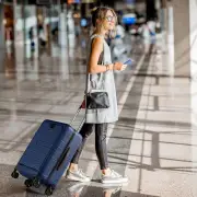 CostwayLightweight PC Hardside Suitcase with Double TSA Lock for Travel/Camping-Navy
